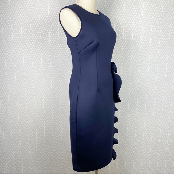 NERO by Jatin Varma Navy Blue Scuba Ruffle Cocktail Dress. - Picture 10 of 13